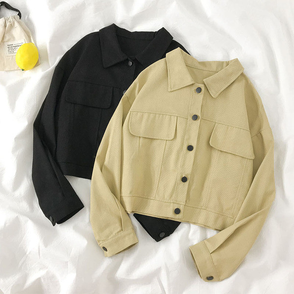 Γυναικείο casual ανοιξιάτικο μπουφάν με κουμπιά και τσέπες