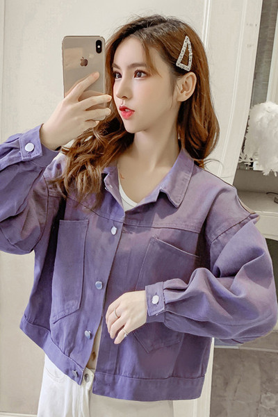 Uut mudelit naiste teksajakk suurte taskute ja kraega