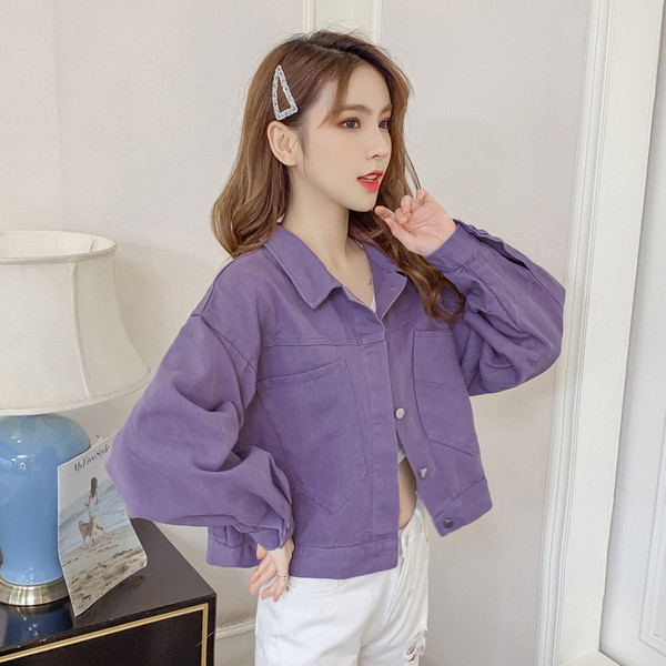 Uut mudelit naiste teksajakk suurte taskute ja kraega