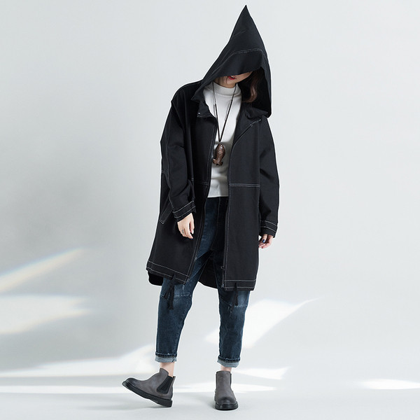 Lai kapuutsiga ja taskutega naiste jope