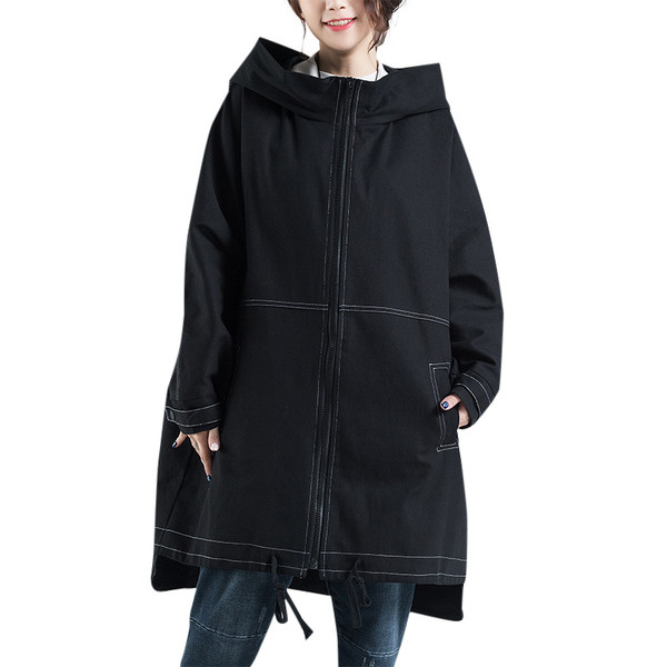 Lai kapuutsiga ja taskutega naiste jope