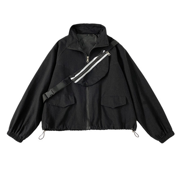 Női kabát cipzárral és zsebekkel - széles modell