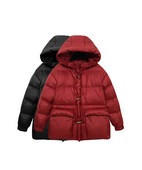 Női téli kabát széles modell kapucnival és gombokkal