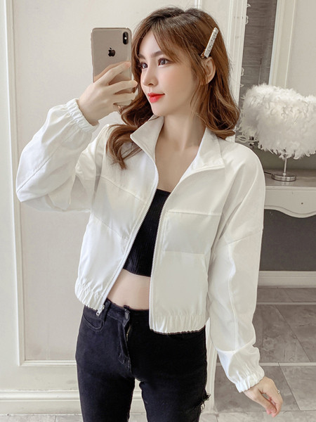 Uue mudeli kõrge kraega naiste sportjope valge ja must