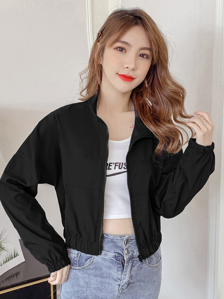 Uue mudeli kõrge kraega naiste sportjope valge ja must