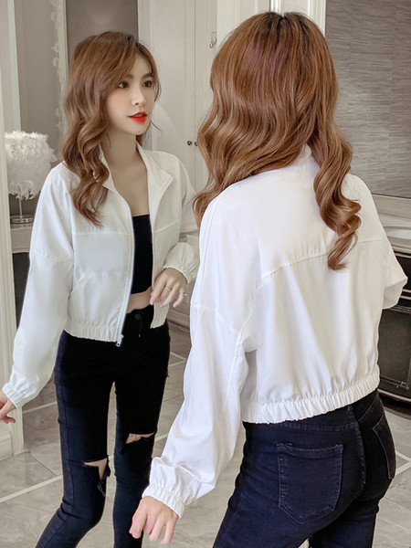 Uue mudeli kõrge kraega naiste sportjope valge ja must