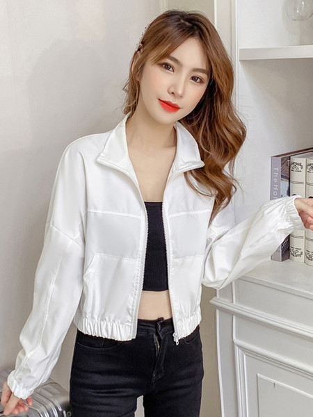 Uue mudeli kõrge kraega naiste sportjope valge ja must