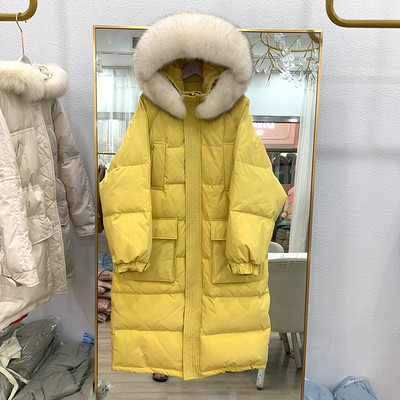 Νέο μοντέλο μακρύ γυναικείο μπουφάν με τσέπες, κουκούλα