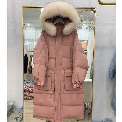 Νέο μοντέλο μακρύ γυναικείο μπουφάν με τσέπες, κουκούλα