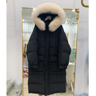 Νέο μοντέλο μακρύ γυναικείο μπουφάν με τσέπες, κουκούλα