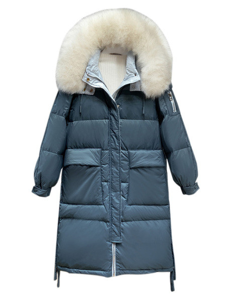 Pikk talvejope taskute ja krae küljes