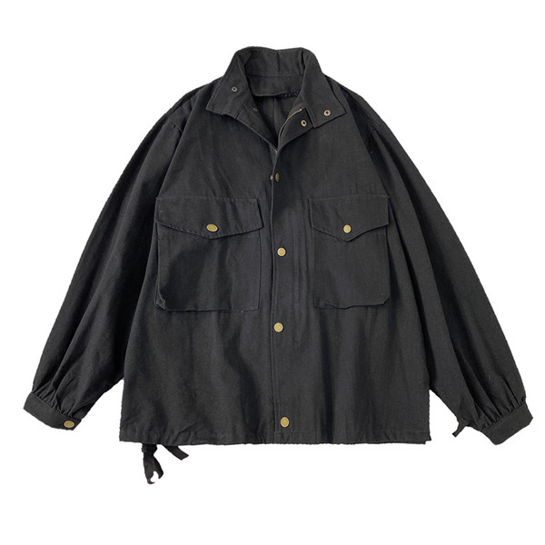 Naiste sügisjope taskute ja nööpidega