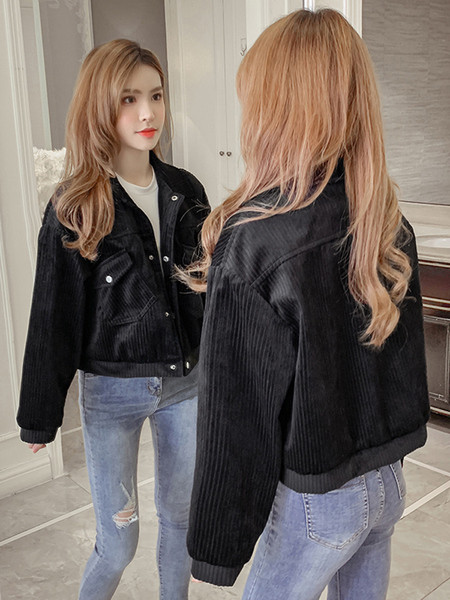 Uus mudel naiste velvetist jope taskute ja kraega