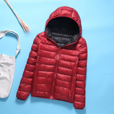 Könnyű őszi kabát két arccal és kapucnival