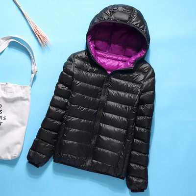 Könnyű őszi kabát két arccal és kapucnival