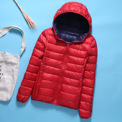 Könnyű őszi kabát két arccal és kapucnival