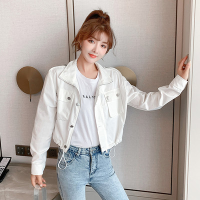 Uus kõrge krae ja taskutega igapäevane naiste jaki mudel