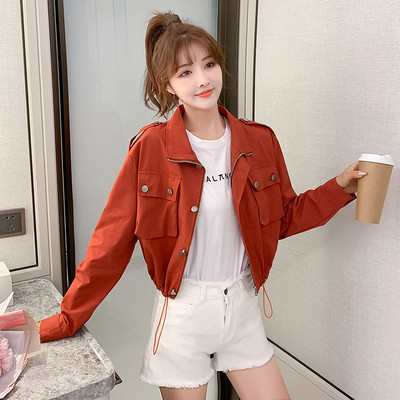 Uus kõrge krae ja taskutega igapäevane naiste jaki mudel