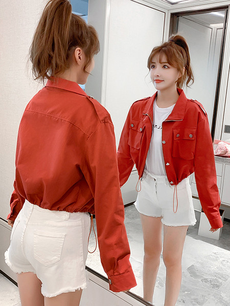 Uus kõrge krae ja taskutega igapäevane naiste jaki mudel