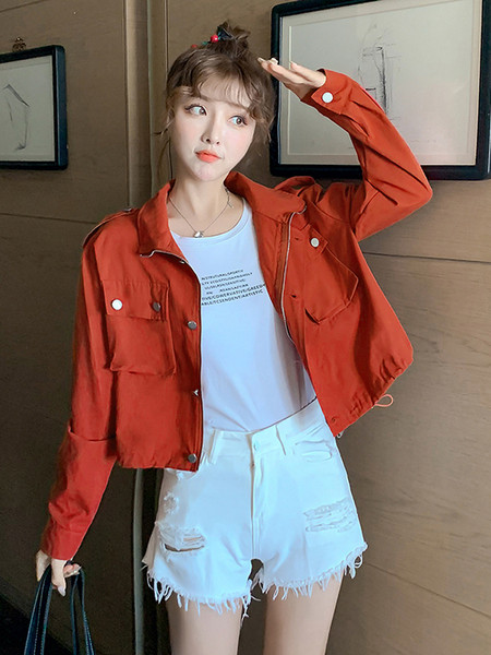 Uus kõrge krae ja taskutega igapäevane naiste jaki mudel