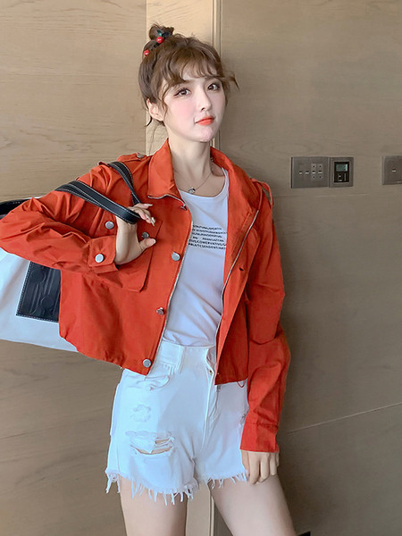 Uus kõrge krae ja taskutega igapäevane naiste jaki mudel