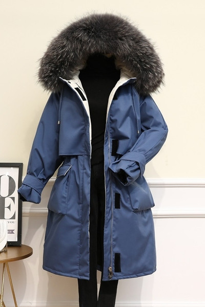 Naiste talvejope kapuutsi ja taskutega