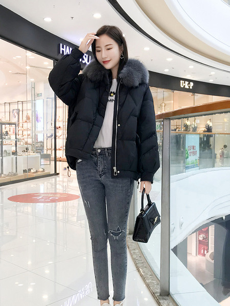 Lühike talvine naiste jaki lai mudel sulekraega