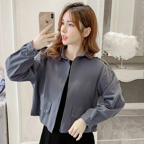 Női alkalmi kabát hosszú ujjal - szürke és fekete