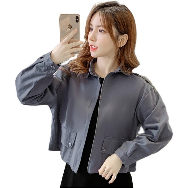 Női alkalmi kabát hosszú ujjal - szürke és fekete