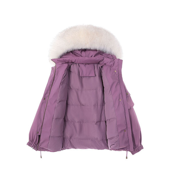 Női, alkalmi kabát széles modell, pehely kapucnival és zsebekkel