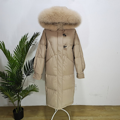 Új modell téli női kabát hosszú modell kapucnival és pehellyel