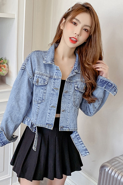 Új modell női farmerdzseki kék zsebekkel