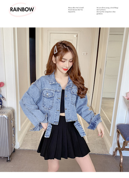 Új modell női farmerdzseki kék zsebekkel