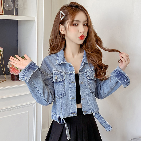 Új modell női farmerdzseki kék zsebekkel