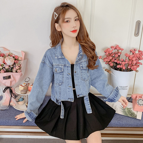 Új modell női farmerdzseki kék zsebekkel