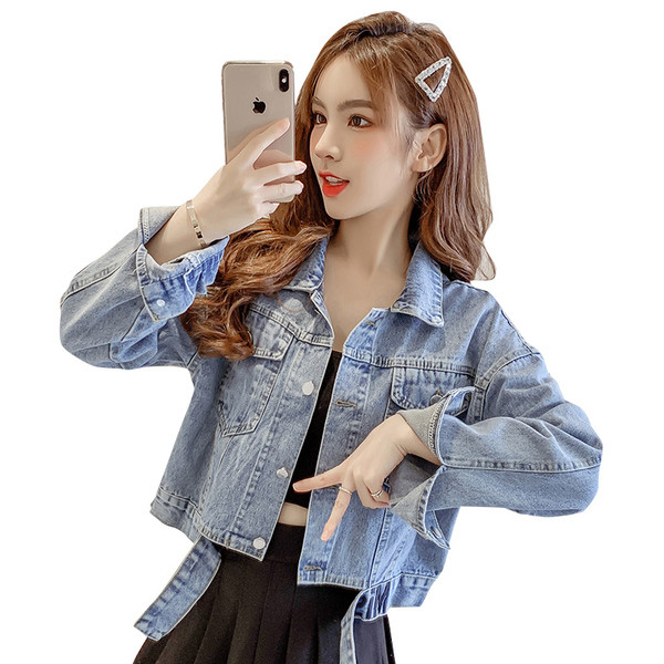 Új modell női farmerdzseki kék zsebekkel