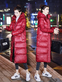 Új modell téli kabát kapucnival és térdhosszal