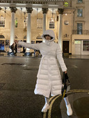 Μακρύ χειμερινό μπουφάν με κουμπιά και ζώνη