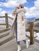 Jauna modeļa aktuāla gara jaka ar dūnu kapuci un kabatām