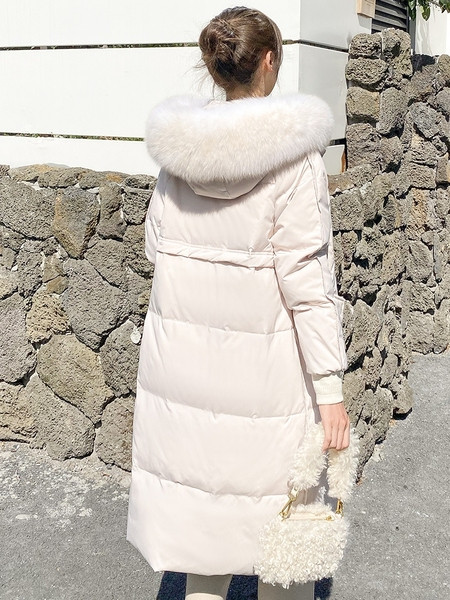 Jauna modeļa aktuāla gara jaka ar dūnu kapuci un kabatām