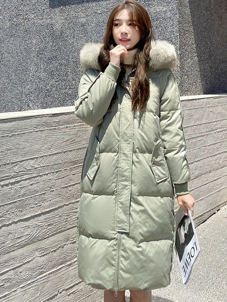 Jauna modeļa aktuāla gara jaka ar dūnu kapuci un kabatām