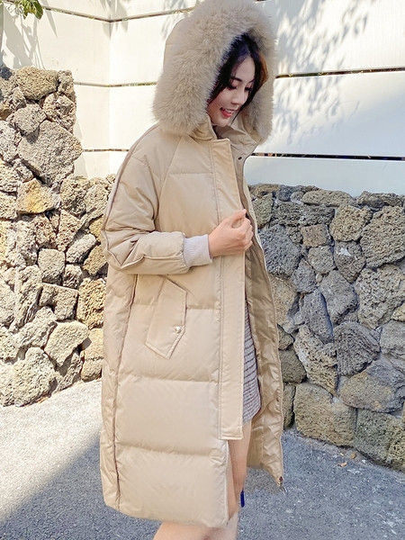 Jauna modeļa aktuāla gara jaka ar dūnu kapuci un kabatām