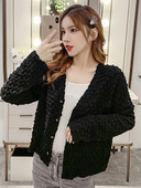 Női alkalmi kabát spitz nyakkivágással és hosszú ujjal