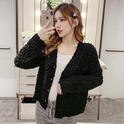 Női alkalmi kabát spitz nyakkivágással és hosszú ujjal