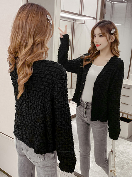 Női alkalmi kabát spitz nyakkivágással és hosszú ujjal