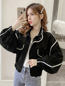 Új modell női alkalmi kabát magas gallérral és széles ujjakkal