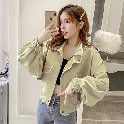 Új modell női alkalmi kabát magas gallérral és széles ujjakkal