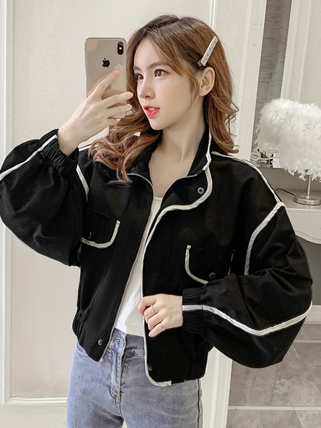 Új modell női alkalmi kabát magas gallérral és széles ujjakkal