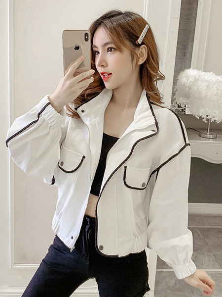 Új modell női alkalmi kabát magas gallérral és széles ujjakkal