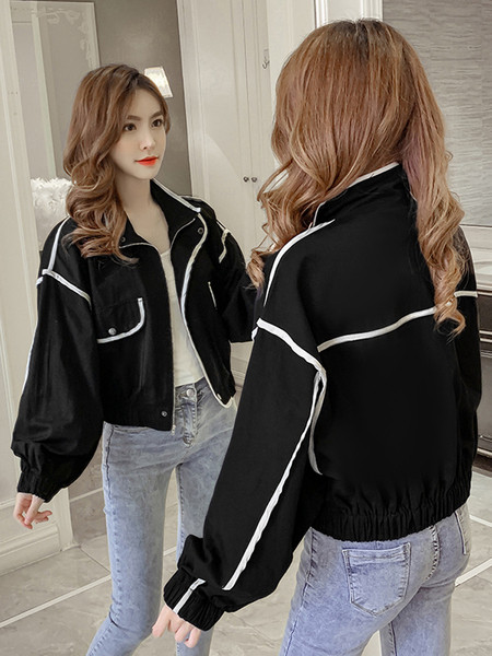 Új modell női alkalmi kabát magas gallérral és széles ujjakkal